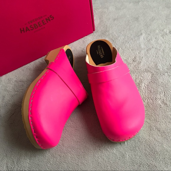 Swedish Hasbeens Shoes - NWT NIB Swedish Hasbeens Husband Clog Neon Pink 37